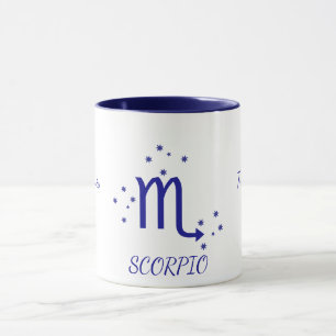 Eenvoudige Blauwe Typografie Schorpioen Zodiac Kof Mok