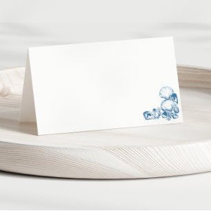 Eenvoudige Blauwe Vintage Seashells Wedding Gevouw