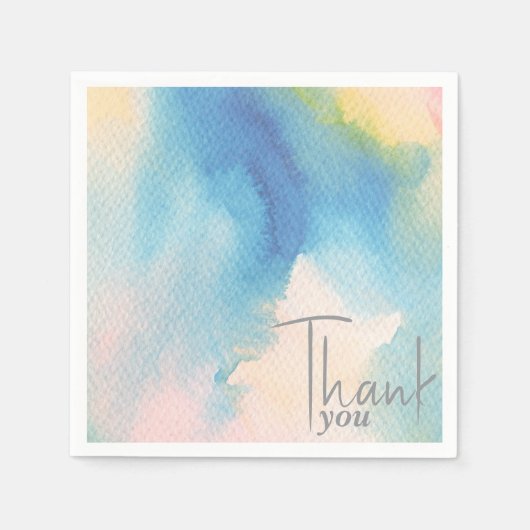 Eenvoudige Blauwe Waterverf Gradient Dank u Napkin Servet (Voorkant)