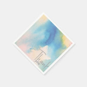 Eenvoudige Blauwe Waterverf Gradient Dank u Napkin Servet (Hoek)
