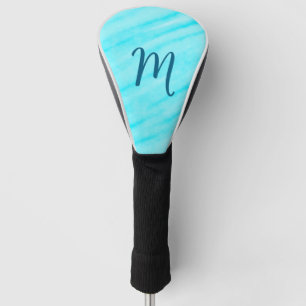 eenvoudige blauwe waterverf lijnen voeg uw monogra golfheadcover