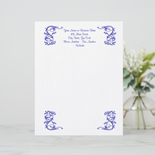 Eenvoudige blauwe werveling elegante briefhoofd (Staand voorkant)