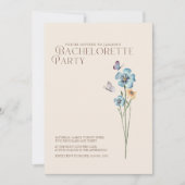 Eenvoudige Blauwe Wildflower Vlinders Bachelorette Kaart (Voorkant)