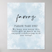 Eenvoudige Blauwe Winter Sneeuwvlokken Douche Favo Poster (Voorkant)