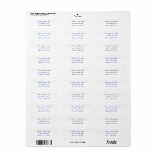 Eenvoudige, blauwe, witte aangepaste scripts etiket (Full Sheet)