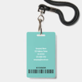Eenvoudige Blauwgroen Groene Sjabloon van de Code  Badge (Back with Lanyard)