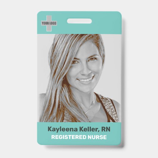 Eenvoudige Blauwgroen Groene Sjabloon van de Code  Badge (Front)