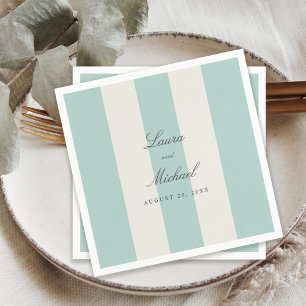 Eenvoudige Bleek Turquoise Cabana Strepen Bruiloft Servet