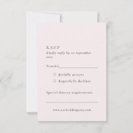 Eenvoudige Bleke Blush Zacht Roos Roze Minimalisti RSVP Kaartje