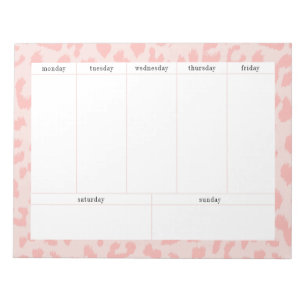 Eenvoudige Bleke Roze Luipaard Print Wekelijkse Pl Notitieblok