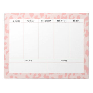 Eenvoudige Bleke Roze Luipaard Print Wekelijkse Pl Notitieblok