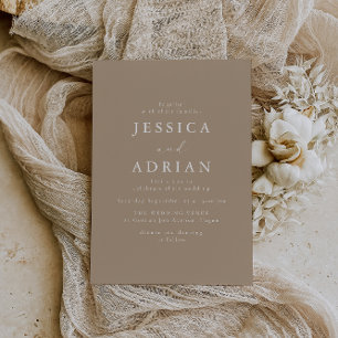 Eenvoudige Bleke Taupe Minimal Modern Wedding Kaart