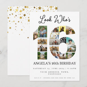 eenvoudige blik wie is 16 Foto Collage tiener verj Kaart