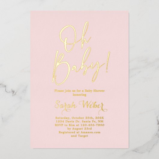 Eenvoudige blinde roze echte Folie uitnodiging (Voorkant)