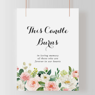 Eenvoudige Bloem Groene Bladeren Deze Kaars Brandt Poster