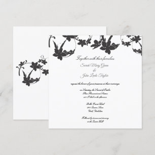 Eenvoudige bloem silhouet bruiloft uitnodiging Vie