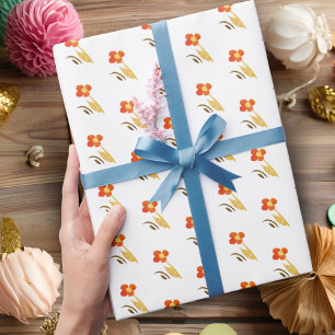 Eenvoudige bloem tekening roze patroon meisje verj cadeaupapier