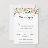 Eenvoudige bloemblaadjes bruiloft Menu Keuze RSVP (Voorkant)