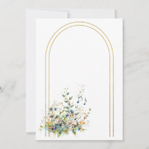 Eenvoudige bloemen en muzieknoten Blanco Kaart