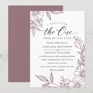 Eenvoudige bloemen heb ik gevonden   Mauve Wedding Kaart