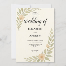 Eenvoudige  Bloemen Huwelijksuitnodiging Kaart