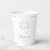 Eenvoudige Bloemen Licht Blauw Kruis Doop Papieren Bekers (Voorkant)