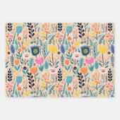 Eenvoudige Bloemen Moderne Folk Art Illustratie Inpakpapier Vel (Voorkant)