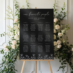 Eenvoudige Bloemen Omtrek Zwart Acryl Zitting Graf Bord