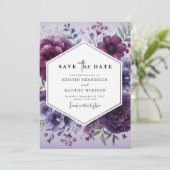 Eenvoudige Bloemen Paarse Bloemen Huwelijk Save The Date (Staand voorkant)