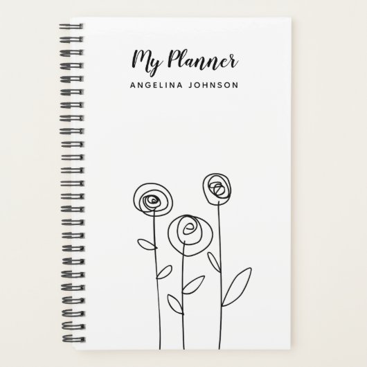 Eenvoudige Bloemen Tekennaam Planner (Voorkant)
