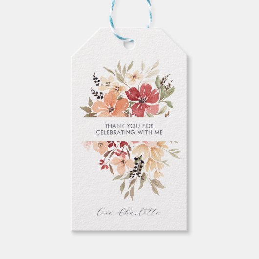 Eenvoudige bloemen | Verjaardag Bedankt Cadeaulabel (Voorkant)