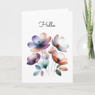Eenvoudige Bloemen Waterverf Illustratie Groet Kaart