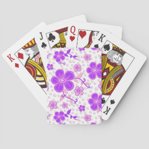 Eenvoudige Bloemen Waterverf Print Paarse en Roze Pokerkaarten