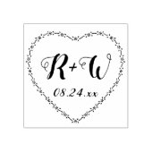 Eenvoudige bloemenkrans met hart en landelijke huw 	rubberstempel (Afrduk)