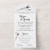 Eenvoudige bloemenlavendel lente RSVP bruiloft All In One Uitnodiging (Binnen)