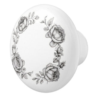 Eenvoudige bloemenring van rozen keramische knop