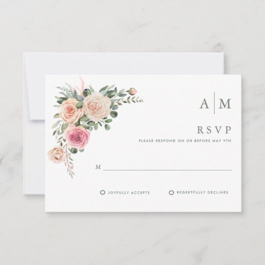 Eenvoudige bloementuin bruiloft RSVP kaartje (Voorkant)