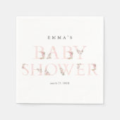 Eenvoudige bloementypografie Roze Baby shower Servet (Voorkant)