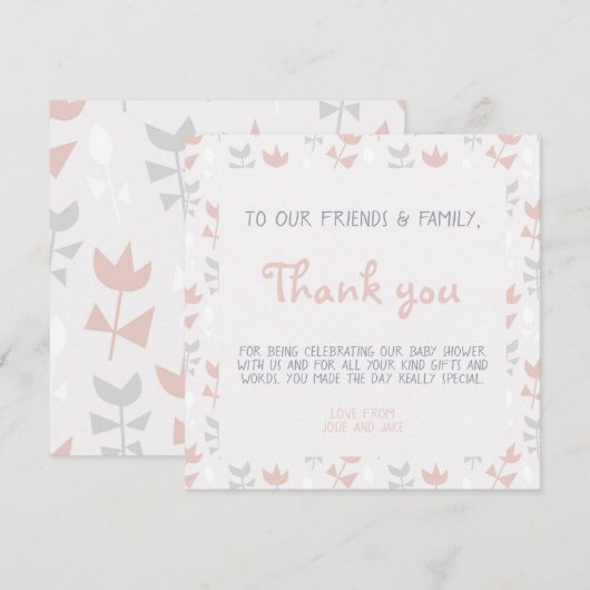 Eenvoudige bloemetjes baby shower zacht pastel kaart (Voorkant / Achterkant)