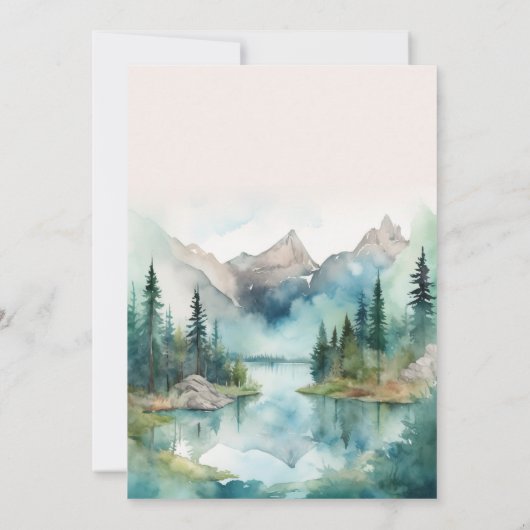 Eenvoudige Bloemige Berg Bruidsdouche Kaart (Achterkant)