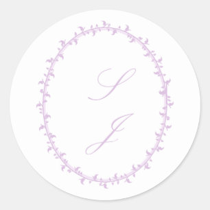 Eenvoudige bloemige lavendel bruiloft ronde sticker