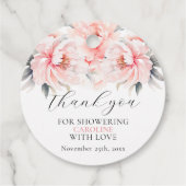 Eenvoudige bloemige pioenrozen roze BRUIDSBAD Bedankjes Labels (Achterkant)