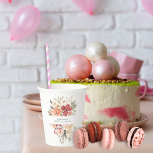 Eenvoudige bloemige Sweet 16 verjaardag Papieren Bekers
