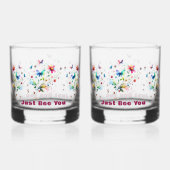 Eenvoudige bloemige Waterverf monogram bij Whisky Glas (Voorkant)