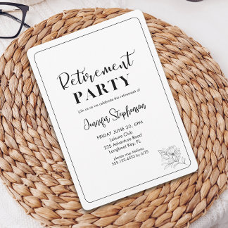 Eenvoudige Bloemtypografie Elegant Pensioenfeest Kaart