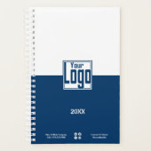 Eenvoudige Blue & White Small Business Planner (Voorkant)