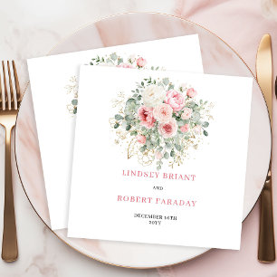 Eenvoudige Blush Bloemengroen Huwelijksservetten Servet