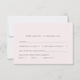 Eenvoudige Blush Bord Lichtroze Solid Meal Keuze RSVP Kaartje