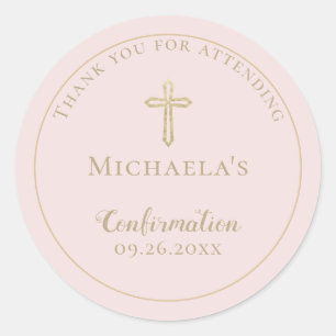 Eenvoudige Blush Gold Cross-bevestiging Ronde Sticker
