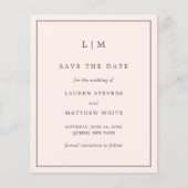Eenvoudige Blush Pink Budget Wedding Save the Date (Voorkant)